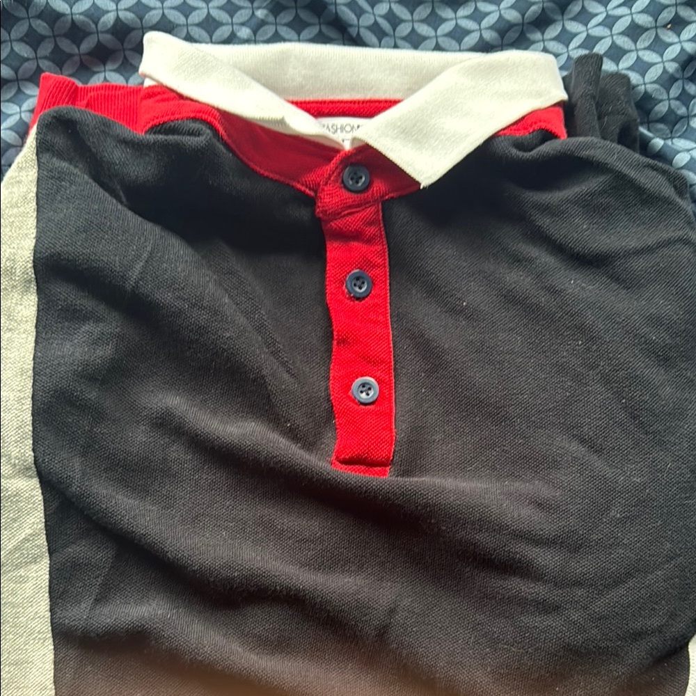 Fashion Nova Black and Red Polo Shirt Classic Style